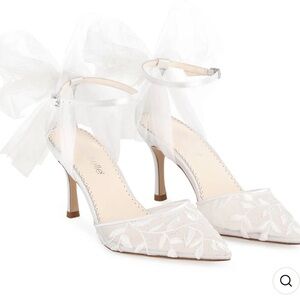 Bella Belle Joselyn 3-inch Ankle Strap Tulle Bow Wedding Shoes